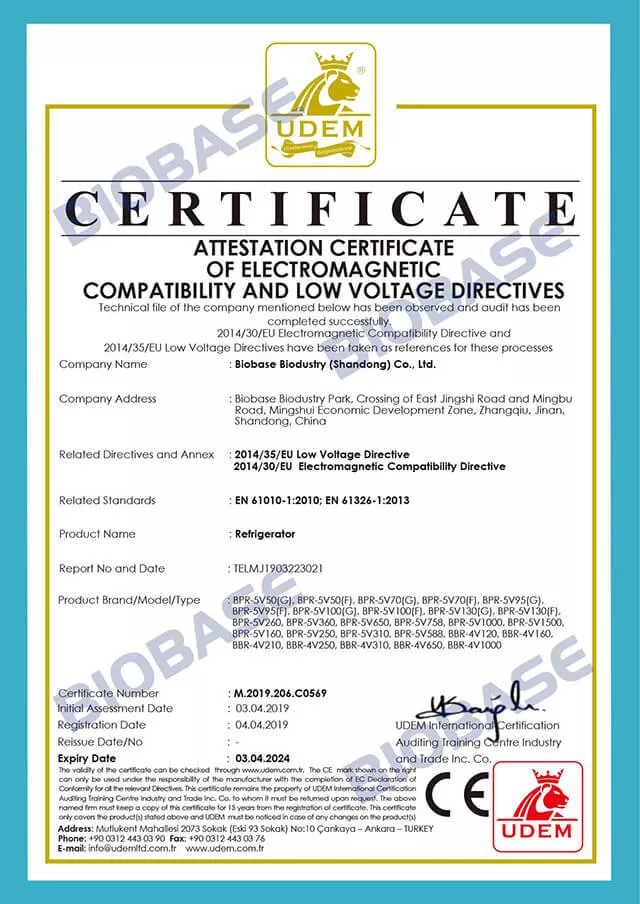 CE-Refrigerator Certificate